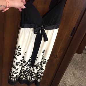 Black/Ivory Halter Top Dress with Floral detail